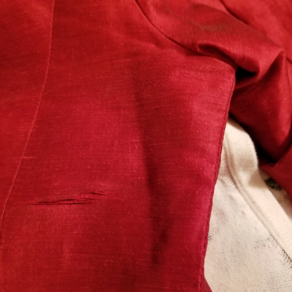 ✅#266 Preowned Georgiou Studio Red Linen Jacket 4 - Picture 8 of 9